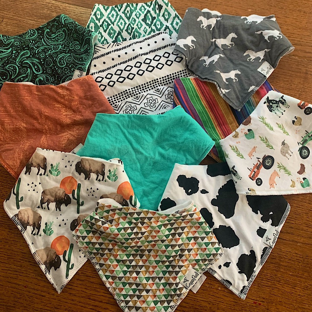 Bundle of Copper Pearl baby bandana bibs
